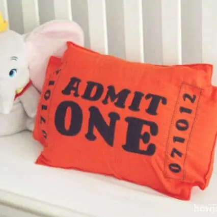 ticket pillow for nursery