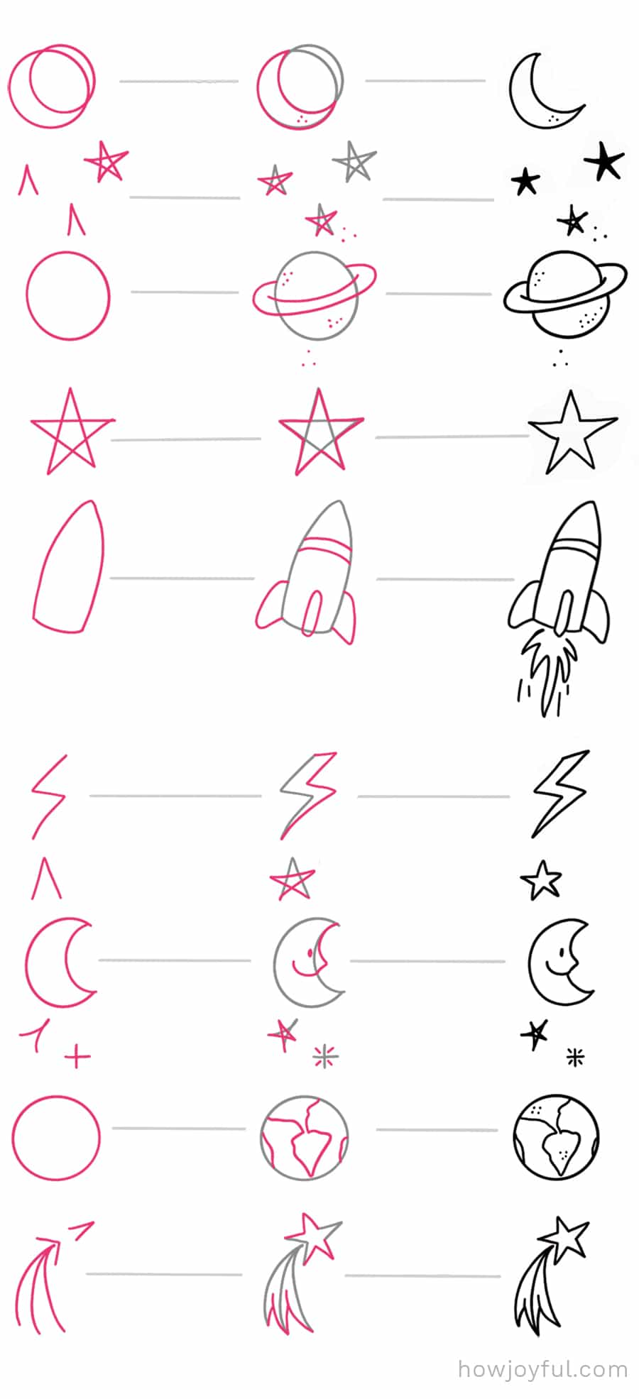 easy space things to draw