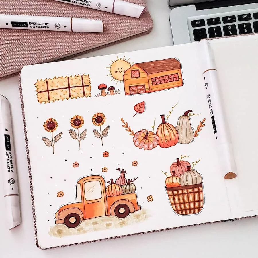 notebook fall sketches