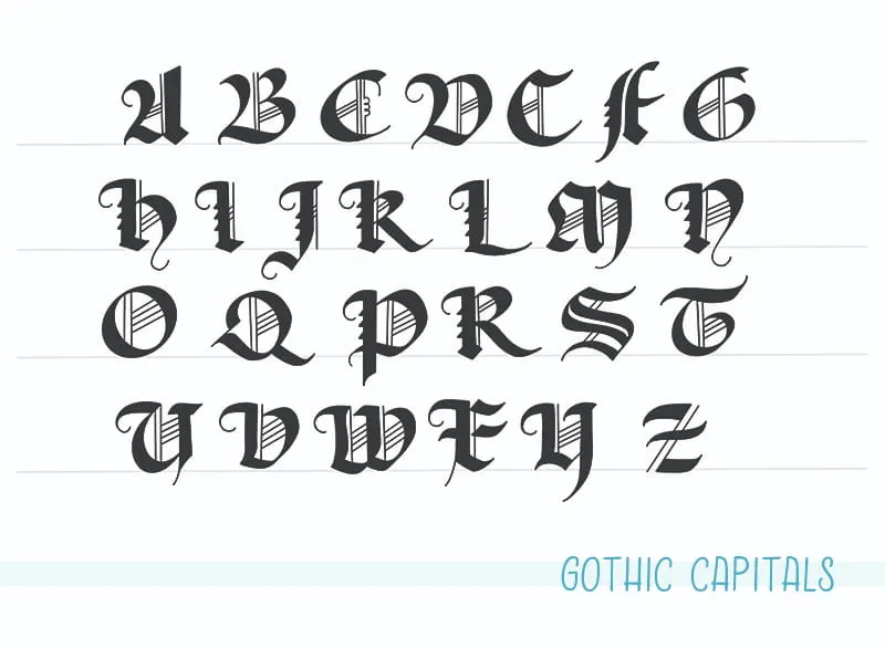 Gothic Capitals Alphabet