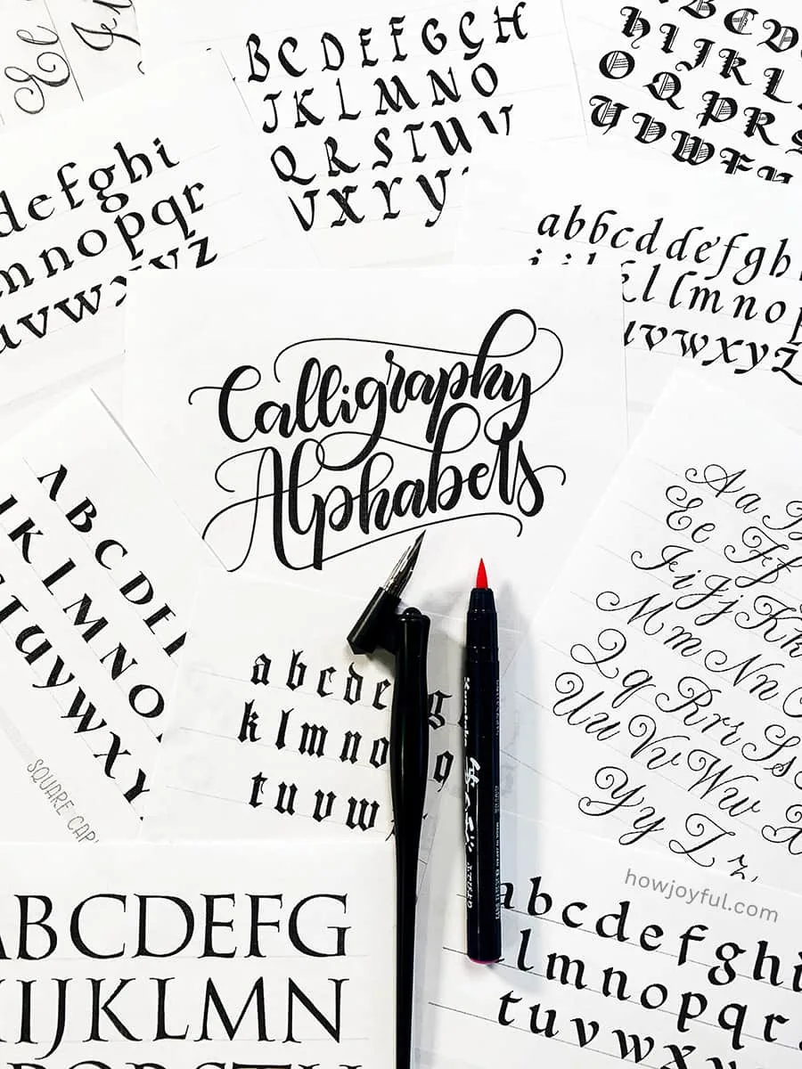 Calligraphy alphabets: What are lettering styles? + FREE WORKSHEETS