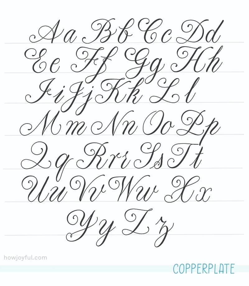 calligraphy copperplate alphabet