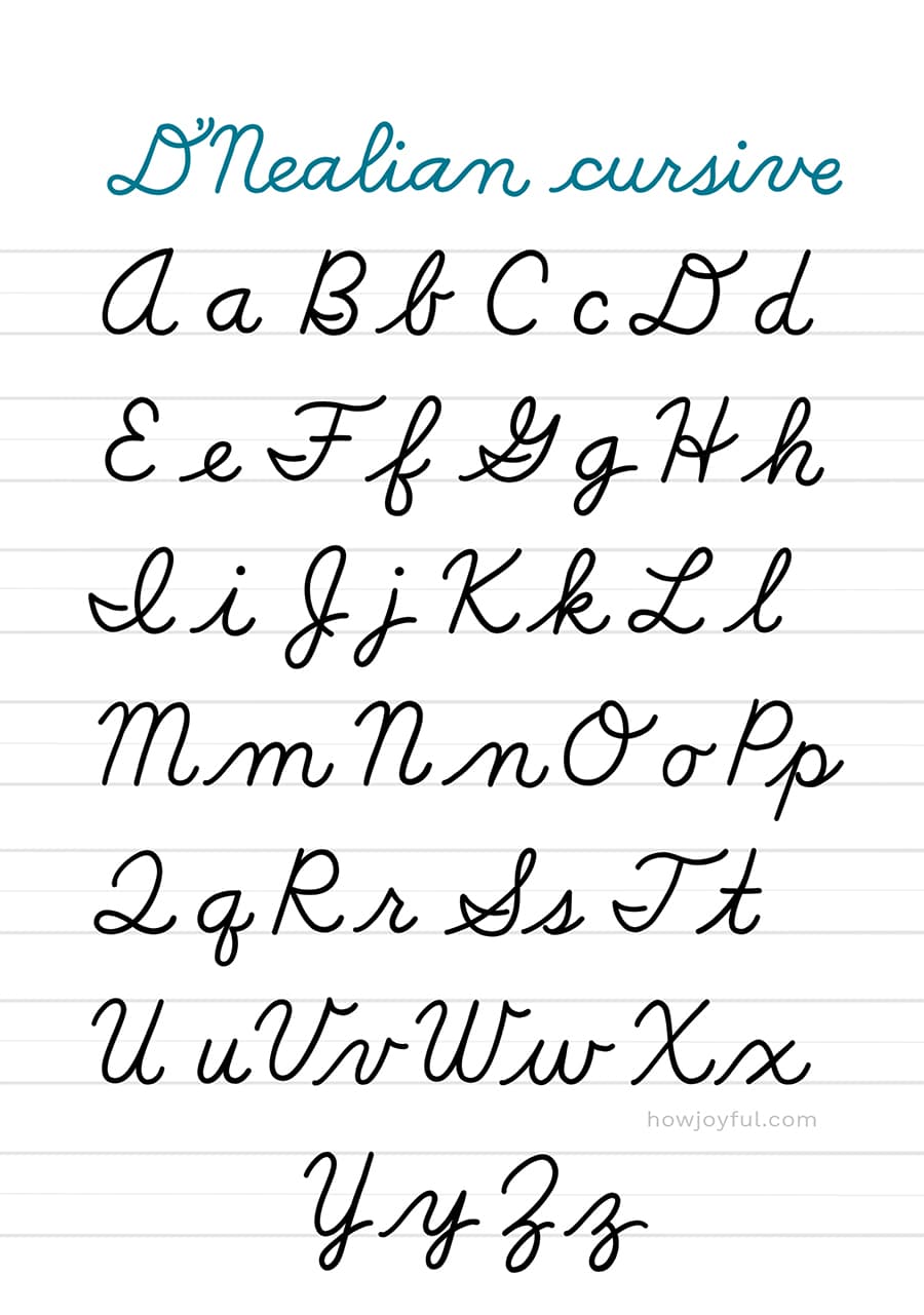 Cursive Writing Styles Alphabet