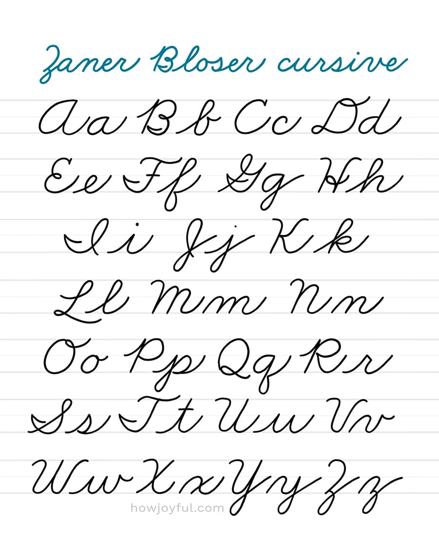 zaner bloser cursive